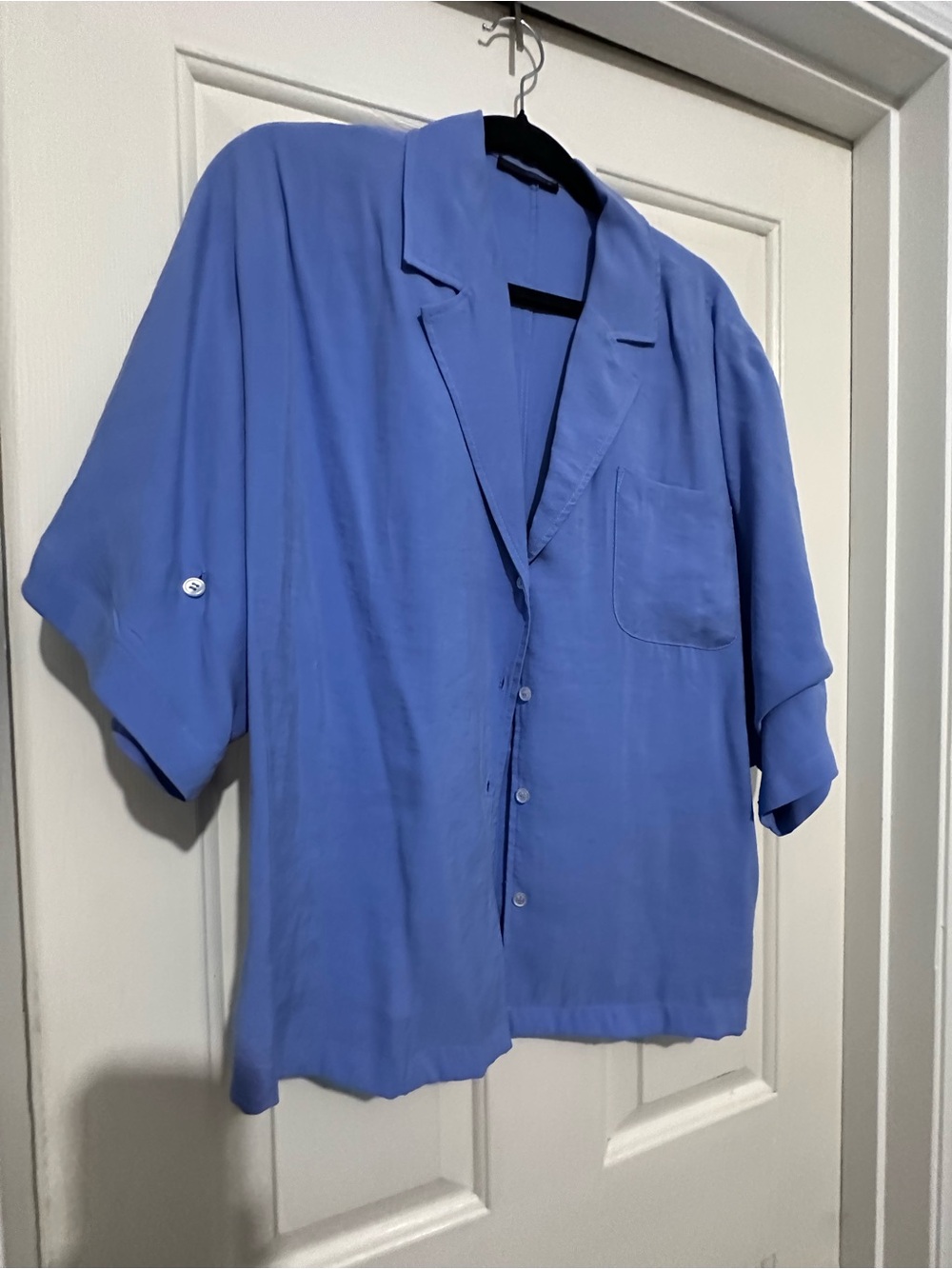 Zara Periwinkle Short-Sleeve Lightweight Shirt Jacket